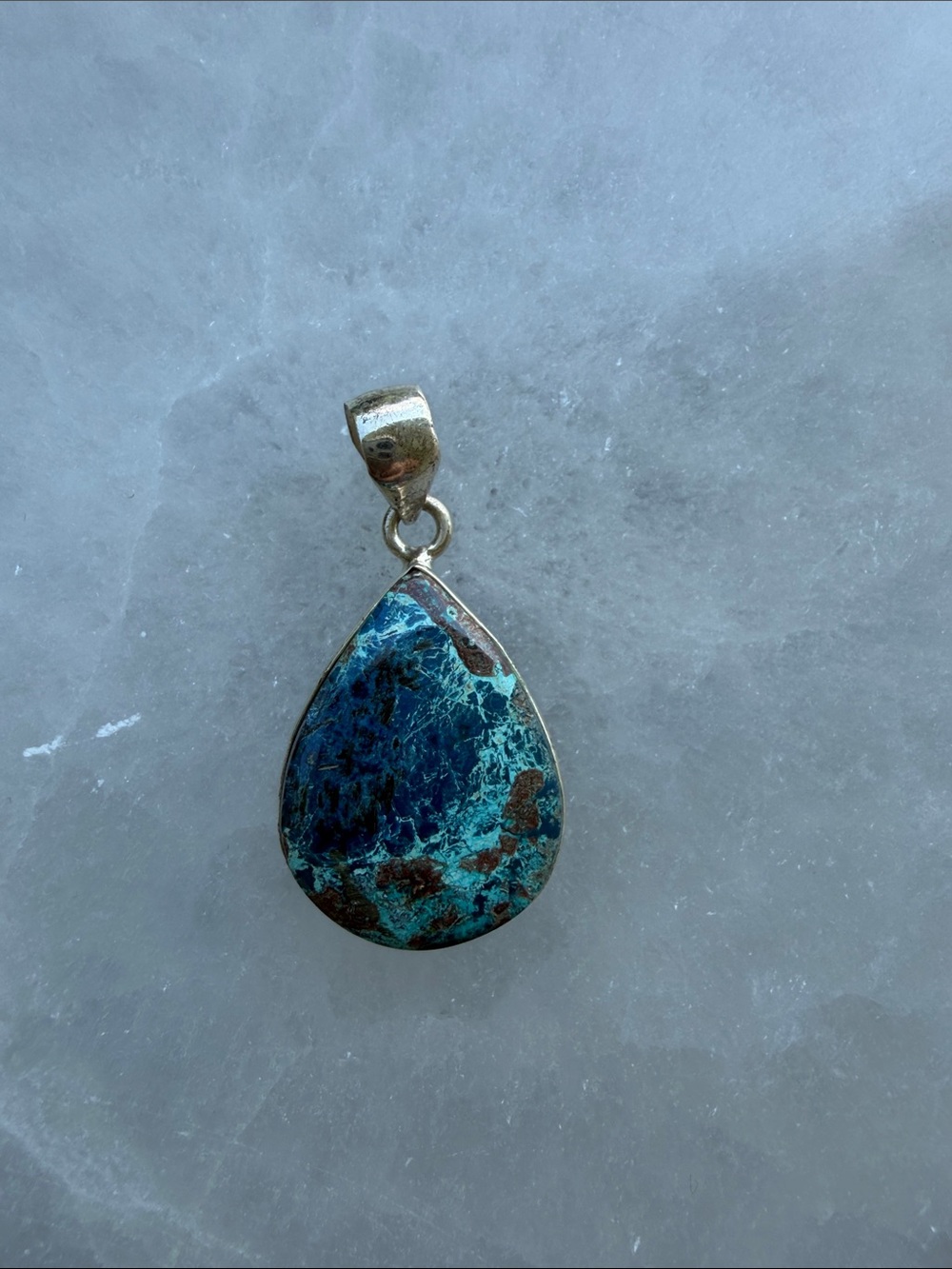 Teardrop Chrysocolla Pendant in Blue-Green